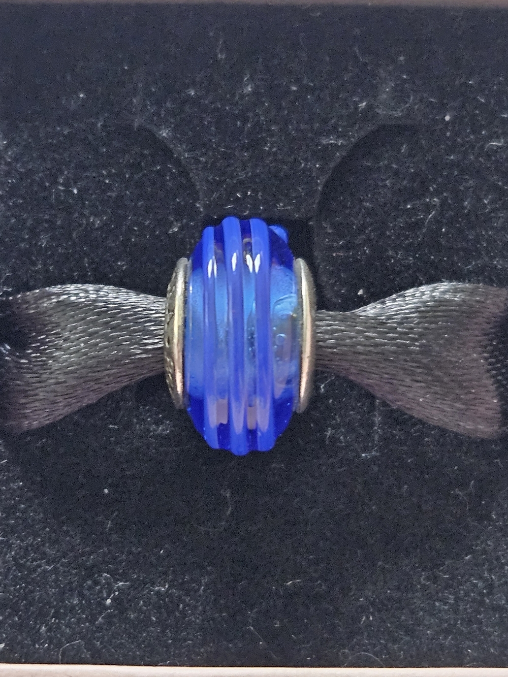 Pandora Cobalt Blue Ribbon Murano Glass Charm